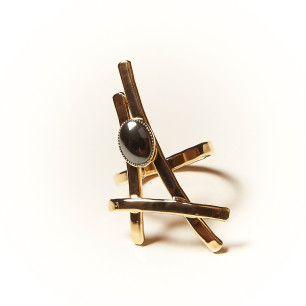 Bague plaque or Hématite La Belle Parisienne, bijoux de créateur, vente en ligne, bijouterie