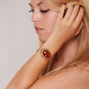 Bracelet plaqué or ambre Voluptia, bijoux de créateur, vente en ligne, bijou artisanal, bijou fabrication française