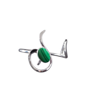 Bracelet argent malachite Lizae, bijoux de créateur, vente en ligne, bijou artisanal, bijouterie en ligne