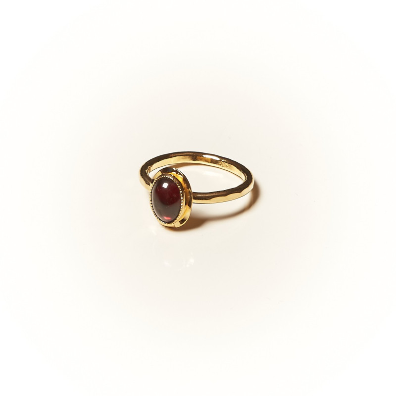 Bague Or 18k Grenat Taille 58 – 14.60 Grammes, Occasion Remise à Neuf