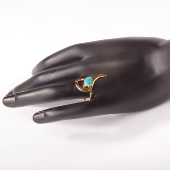 Bague plaqué or Turquoise Lizae, bijoux de créateur, vente en ligne, bijouterie